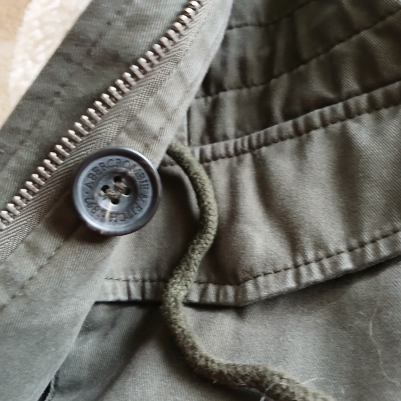 a&f ♡ fur lined parka y2k vintage hood green cargo utility abercrombie and fitch - Picture 5 of 13